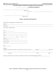 Document preview: Form CCG0073 Trial Lawyer's Appearance - Cook County, Illinois