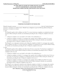 Form CCCH0108 Verified Statement of Filing Fee - Cook County, Illinois