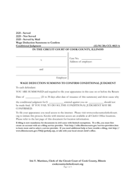 Document preview: Form CCL0023 Wage Deduction Summons to Confirm Conditional Judgment - Cook County, Illinois