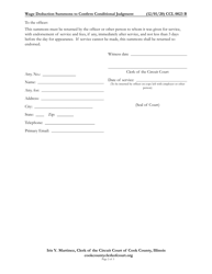 Form CCL0023 Wage Deduction Summons to Confirm Conditional Judgment - Cook County, Illinois, Page 2