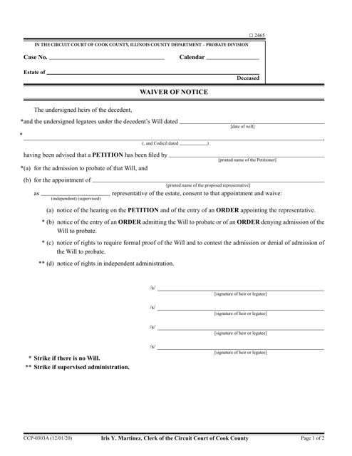 Form CCP0303  Printable Pdf