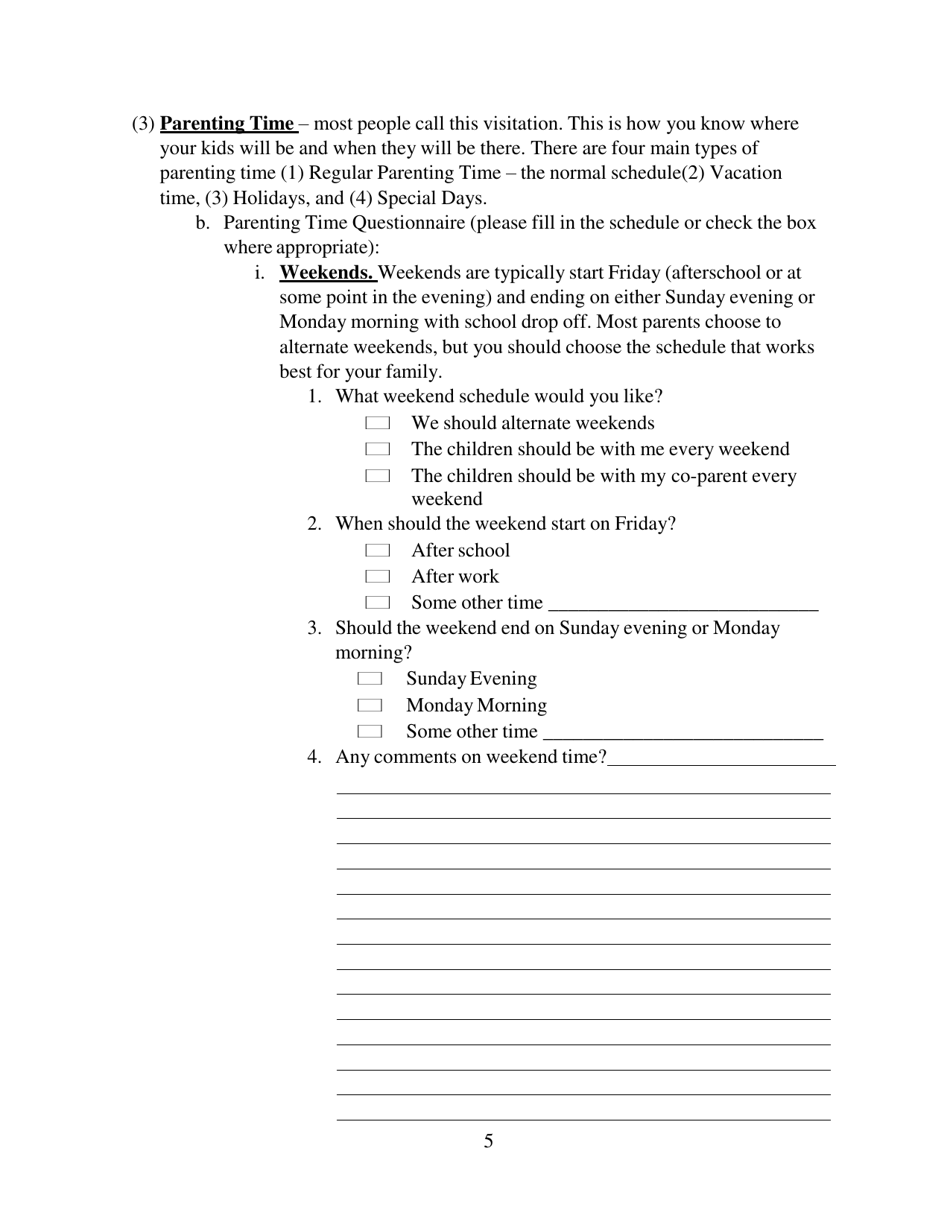 Preparing to Resolve My Case: Co-parenting - Cook County, Illinois, Page 5