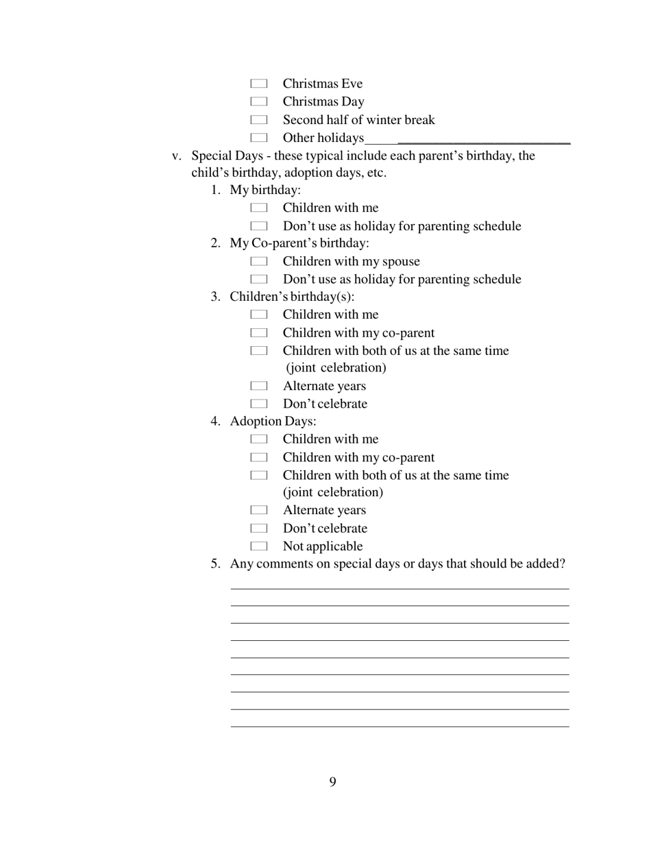 Preparing to Resolve My Case: Co-parenting - Cook County, Illinois, Page 9