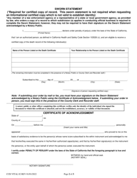 Form CCR VITAL02 Application for Certified Copy of Death Record - Ventura County, California, Page 2
