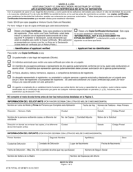 Document preview: Formulario CCR VITAL02 SP Aplicacion Para Copia Certificada De Acta De Defuncion - Ventura County, California (Spanish)