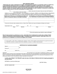 Formulario CCR VITAL02 SP Aplicacion Para Copia Certificada De Acta De Defuncion - Ventura County, California (Spanish), Page 2