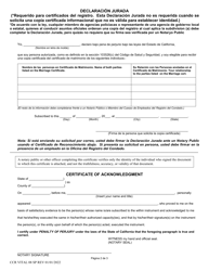 Formulario CCR VITAL08 SP Aplicacion Para Copia Certificada De Acta De Matrimonio - Ventura County, California (Spanish), Page 2