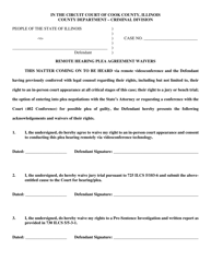 Document preview: Remote Hearing Plea Agreement Waivers - Cook County, Illinois