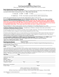 Document preview: Final Inspection/Bond Release Request Form - City of Charlotte, North Carolina