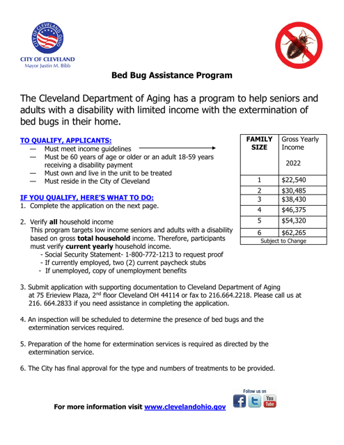 Bed Bug Assistance Program Application - City of Cleveland, Ohio Download Pdf