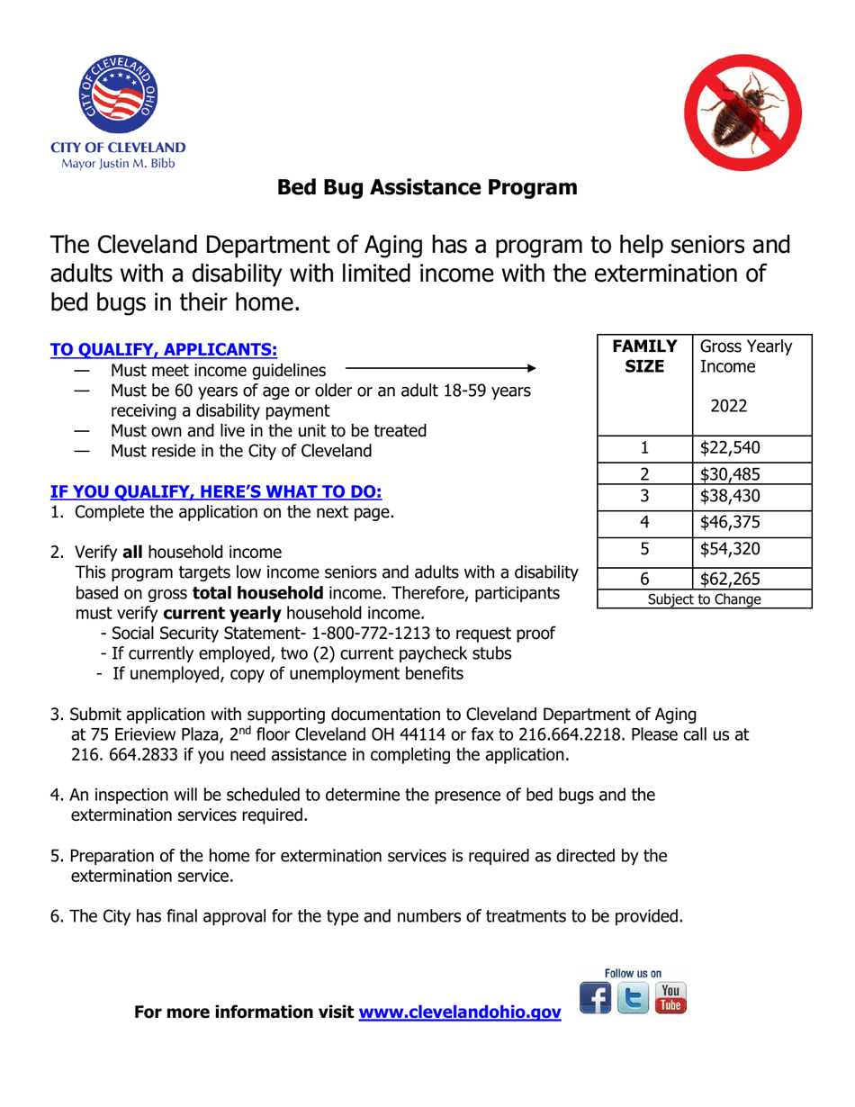 Bed Bug Assistance Program Application - City of Cleveland, Ohio, Page 1