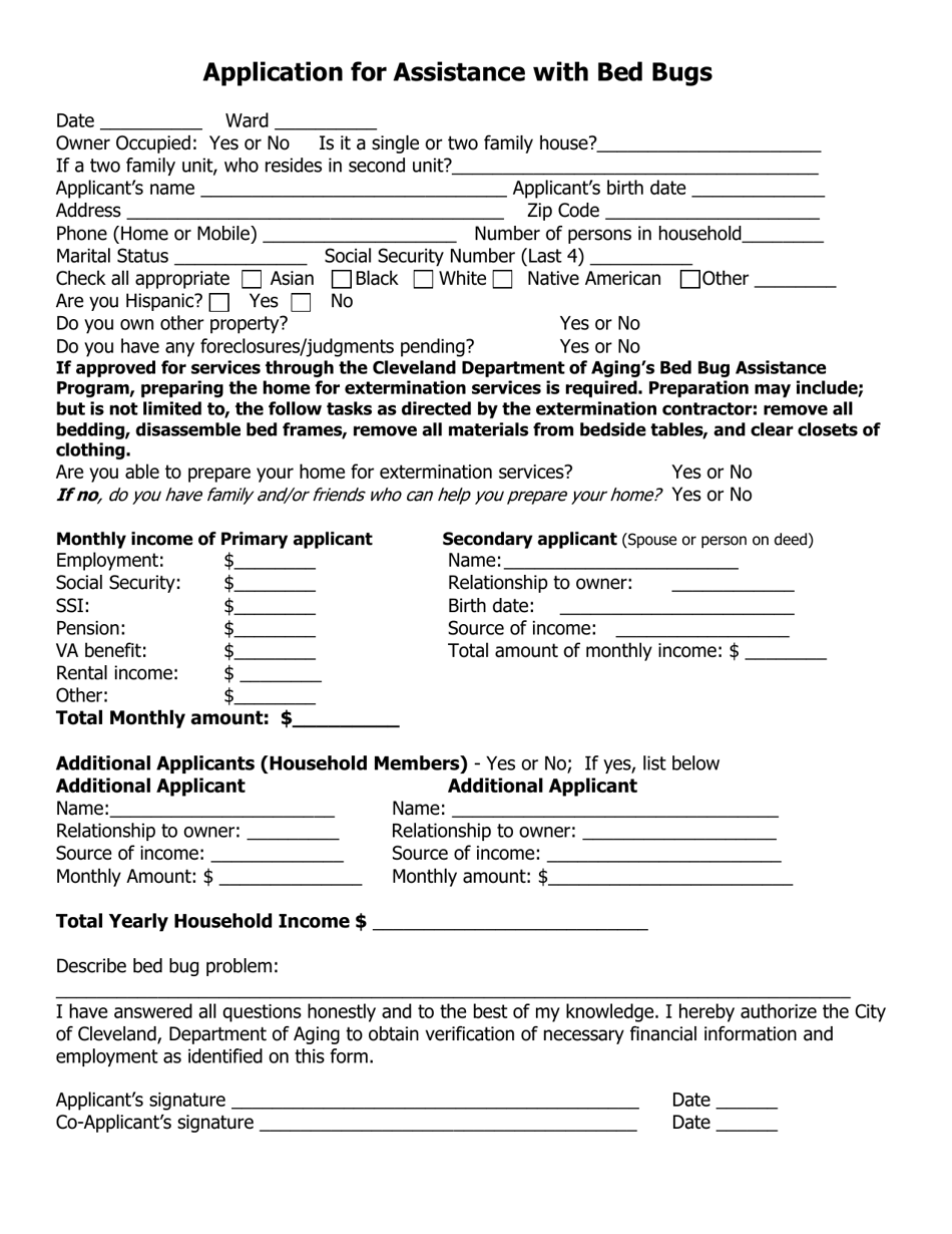 Bed Bug Assistance Program Application - City of Cleveland, Ohio, Page 2