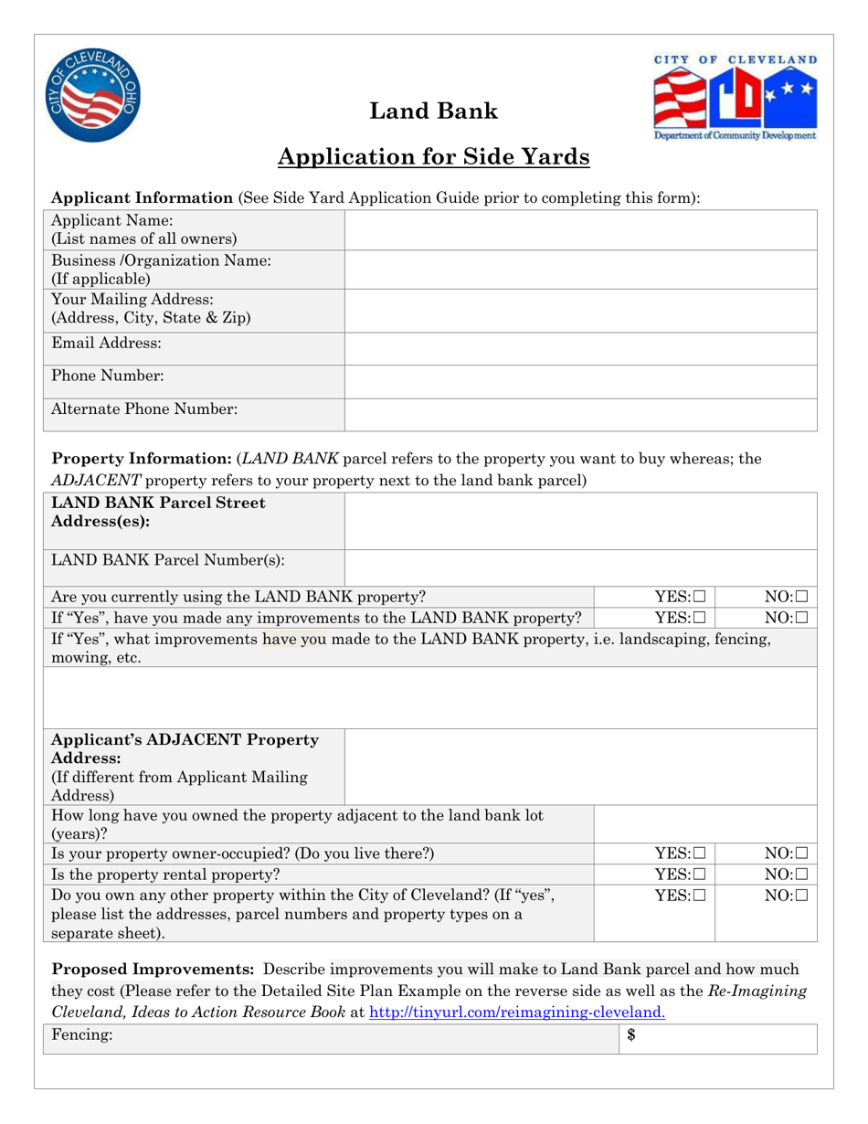 Land Bank Application for Side Yards - City of Cleveland, Ohio, Page 3