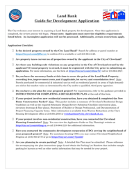 Document preview: Land Bank Application for Development - City of Cleveland, Ohio