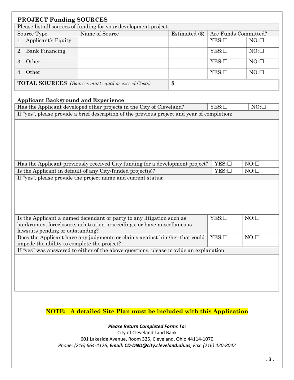 Land Bank Application for Development - City of Cleveland, Ohio, Page 6