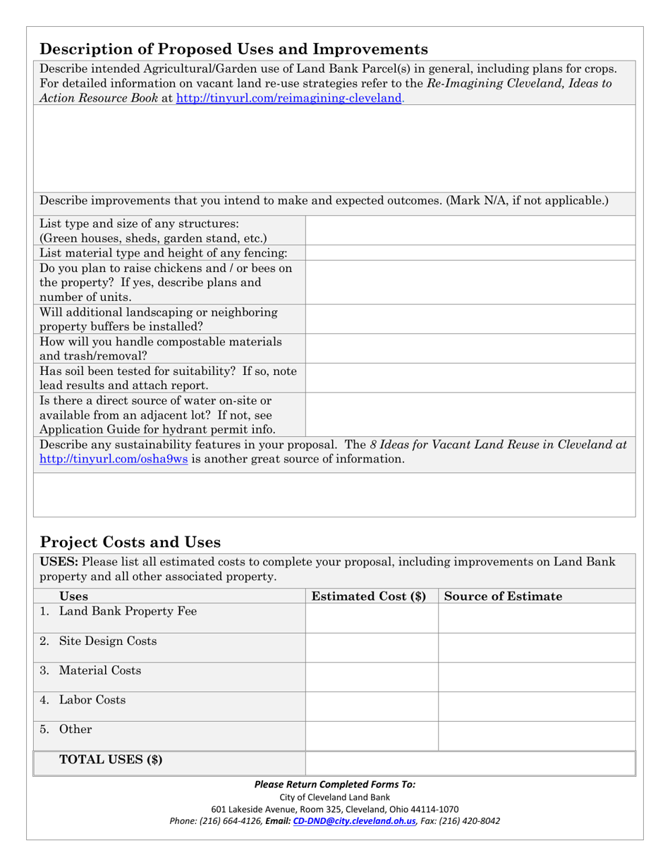 Application for Agriculture / Garden Use - Cleveland Land Bank - City of Cleveland, Ohio, Page 5