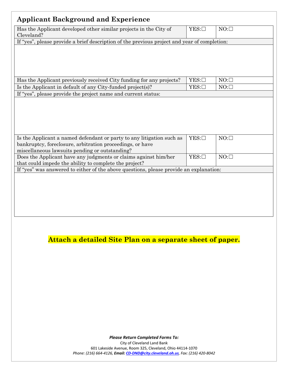 Application for Agriculture / Garden Use - Cleveland Land Bank - City of Cleveland, Ohio, Page 7