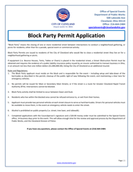 Document preview: Block Party Permit Application - City of Cleveland, Ohio