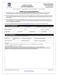 Document preview: Facility and Parks Use Permit Application - City of Cleveland, Ohio