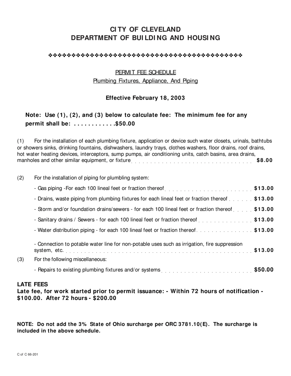 Application for Permit Plumbing - Sewers and Fuel Gas Piping - City of Cleveland, Ohio, Page 4