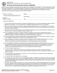 Form IL462-2005 Petition for Involuntary/Judicial Admission - Illinois, Page 4