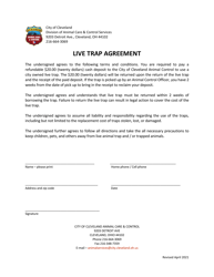 Document preview: Live Trap Agreement - City of Cleveland, Ohio