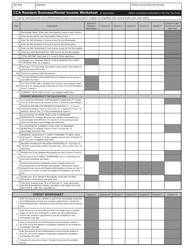 Cca Resident Business/Rental Income Worksheet - City of Cleveland, Ohio