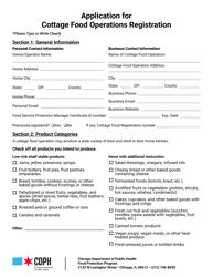 Document preview: Application for Cottage Food Operations Registration - City of Chicago, Illinois