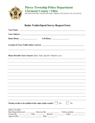 Document preview: Radar Trailer/Speed Survey Request Form - Pierce Township, Ohio