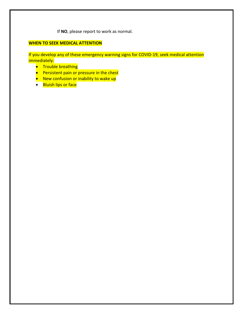 Employee Health Screening Form - City of Albion, Michigan, Page 2