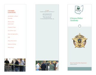 Document preview: Citizens Police Academy Course Application - Pierce Township, Ohio