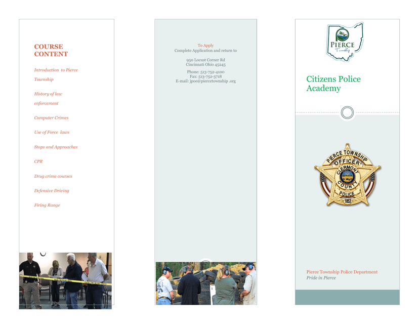 Citizens Police Academy Course Application - Pierce Township, Ohio Download Pdf