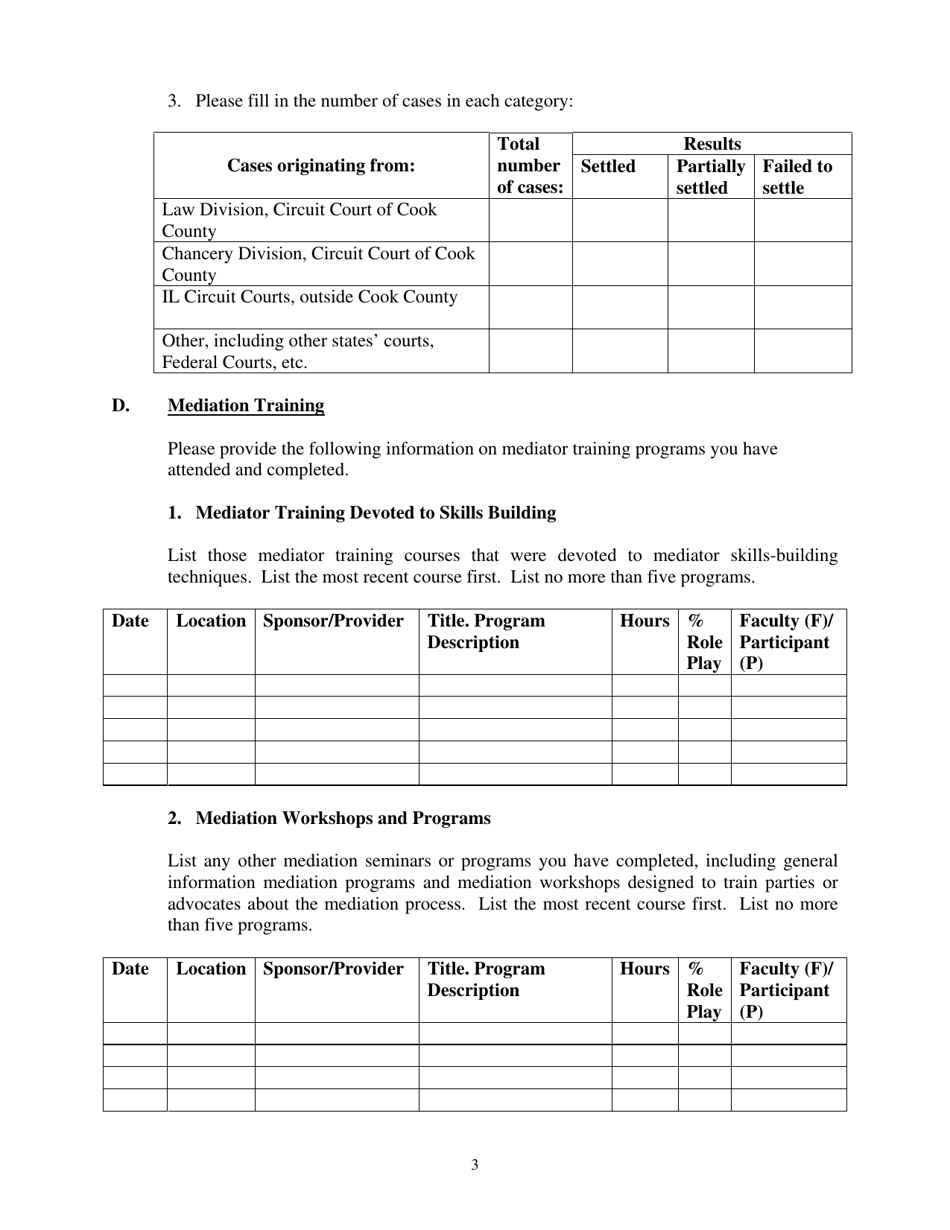 Mediator Application and Self-certification of Qualifications - Cook County, Illinois, Page 3