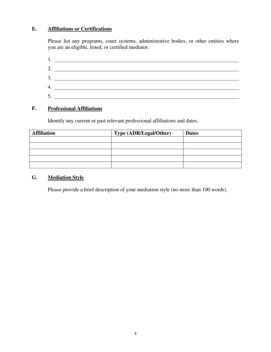 Mediator Application and Self-certification of Qualifications - Cook County, Illinois, Page 4