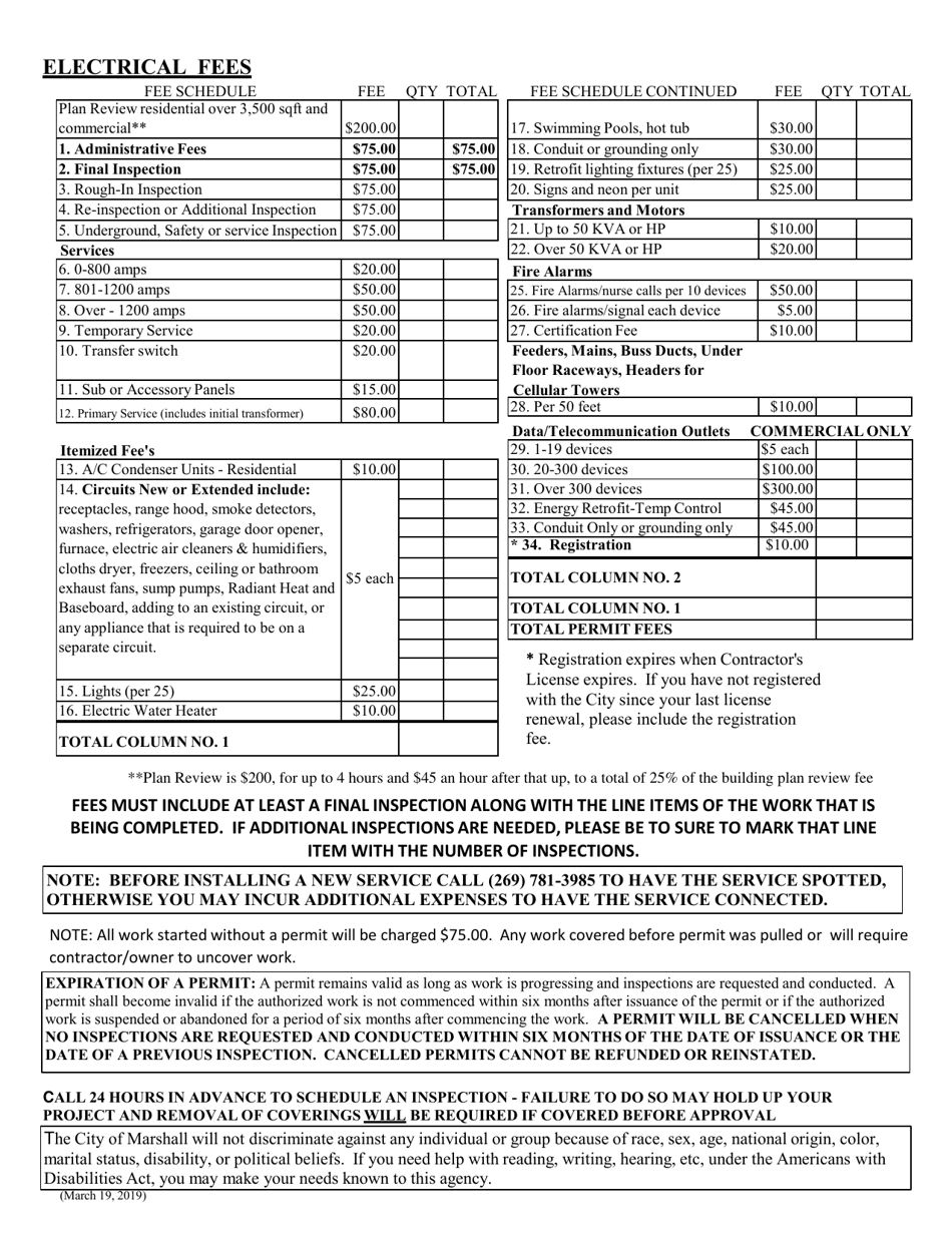 City of Marshall, Michigan Electrical Permit Fill Out, Sign Online