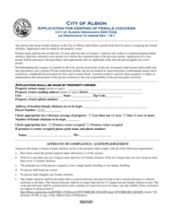 Application for Keeping of Female Chickens - City of Albion, Michigan