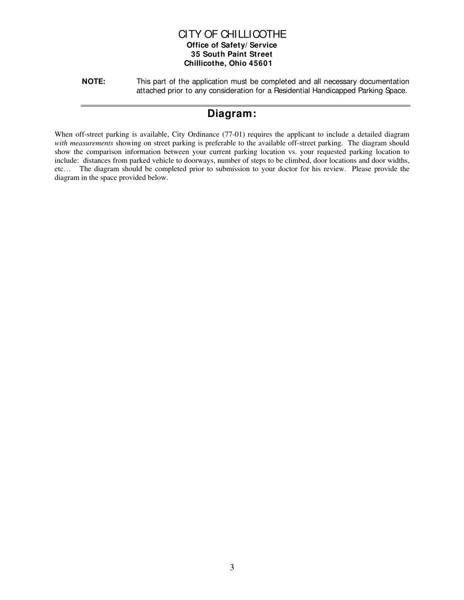 Application for Residential Handicapped Parking Space - City of Chillicothe, Ohio, Page 3