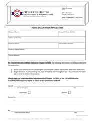 Document preview: Home Occupation Application - City of Chillicothe, Ohio