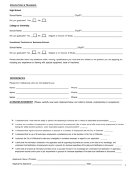 Employment Application - City of Chillicothe, Ohio, Page 3