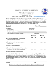 Document preview: Income Tax Registration - City of Chillicothe, Ohio