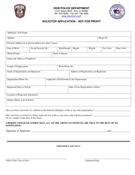 Document preview: Solicitor Application - Not for Profit - City of Zion, Illinois