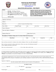 Document preview: Solicitor Application - for Profit - City of Zion, Illinois