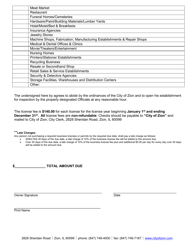Business License Application - City of Zion, Illinois, Page 2