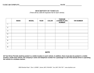 Taxicab Business License Application - City of Zion, Illinois, Page 2