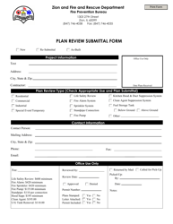 Document preview: Plan Review Submittal Form - City of Zion, Illinois