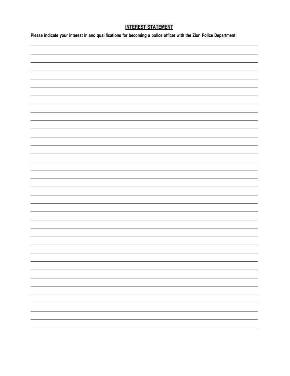 Lateral Transfer Police Officer Supplemental Application - City of Zion, Illinois, Page 11