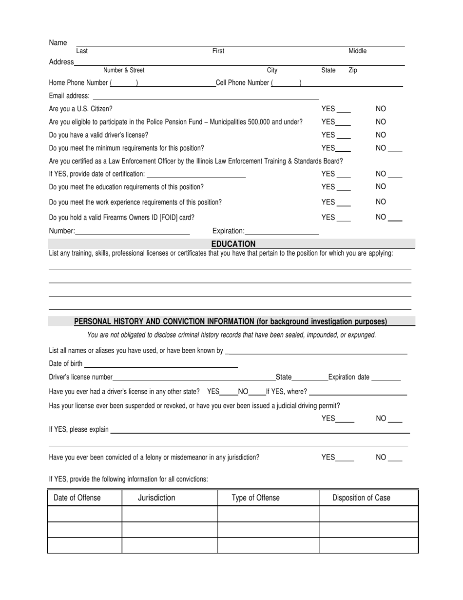Lateral Transfer Police Officer Supplemental Application - City of Zion, Illinois, Page 6