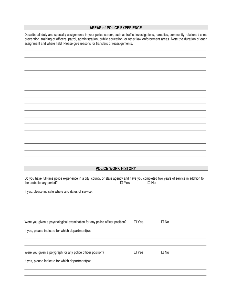 Lateral Transfer Police Officer Supplemental Application - City of Zion, Illinois, Page 8