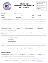 Document preview: Freedom of Information Act Request - City of Zion, Illinois