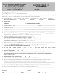 &quot;Business Income Tax Registration&quot; - City of Kettering, Ohio